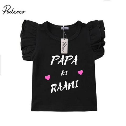 Customized Frill Sleeves Printed Top for Kids