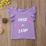 Customized Frill Sleeves Printed Top for Kids