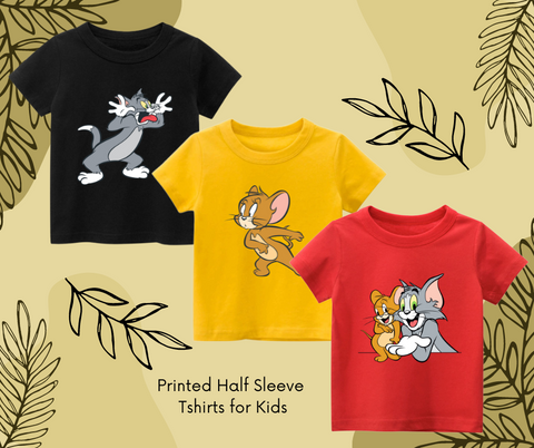 Pack of 3 Printed Half Sleeve Tshirts for Kids