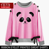 12-12 SALE : PINK RIBBON EYELET PRINTED SWEAT SHIRT