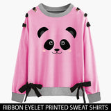 12-12 SALE : PINK RIBBON EYELET PRINTED SWEAT SHIRT