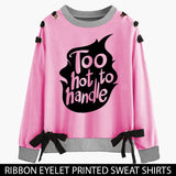 12-12 SALE : PINK RIBBON EYELET PRINTED SWEAT SHIRT