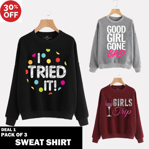 11-11 SALE: PACK OF 3 SWEAT SHIRTS ( DEAL 1 )
