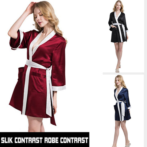SILK CONTRAST ROBE GOWN