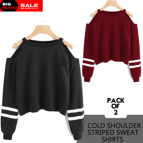 Pack of 2 Cold Stripe Shoulder Sweatshirts
