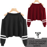 Pack of 2 Cold Stripe Shoulder Sweatshirts