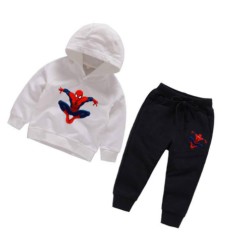 SPIDERMAN WHITE AND BLACK HOODED TRACKSUIT FOR KIDS