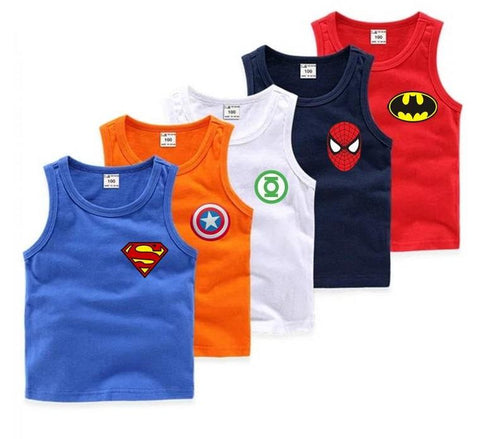 Pack of 5 Super Hero Logo Tank Tops for Kids