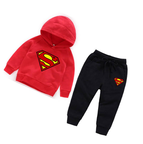 SUPERMAN RED AND BLACK HOODED TRACKSUIT FOR KIDS