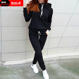 PLAIN BLACK KANGROO HOODED TRACK SUIT