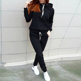 PLAIN BLACK KANGROO HOODED TRACK SUIT
