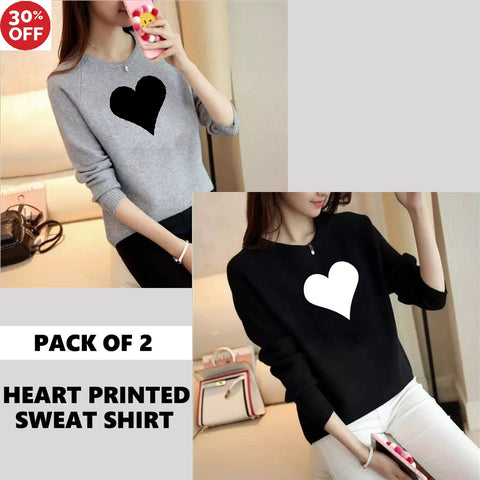 11-11 SALE:  PACK OF 2 HEART PRINTED SWEAT SHIRTS