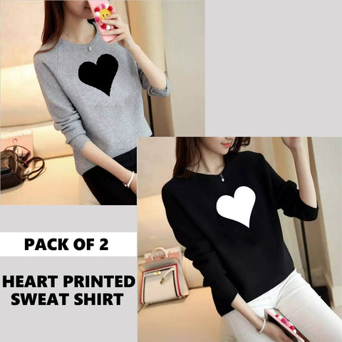 PACK OF 2 HEART PRINTED SWEAT SHIRTS