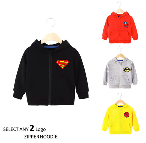 Select any 2 Kids Logo Printed Zipper Hoodies